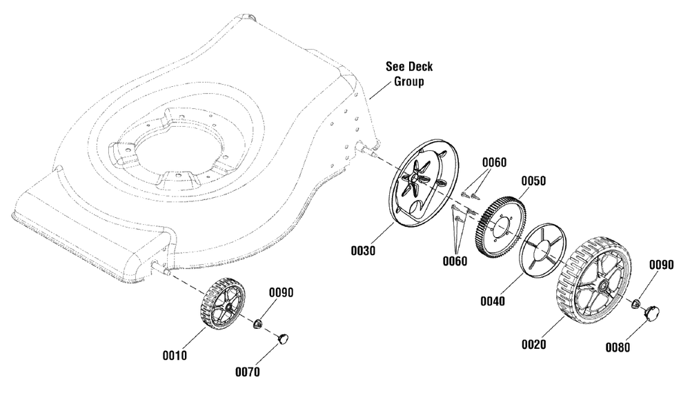 Wheels Group - High Wheel (881343) Diagram and Parts List for MXMH625E (881553)(2012) Murray Lawn Mower