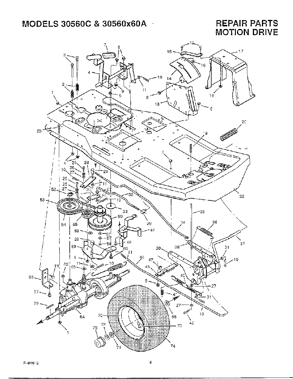 Motion drive Diagram and Parts List for 30560X60A  Murray Lawn Mower