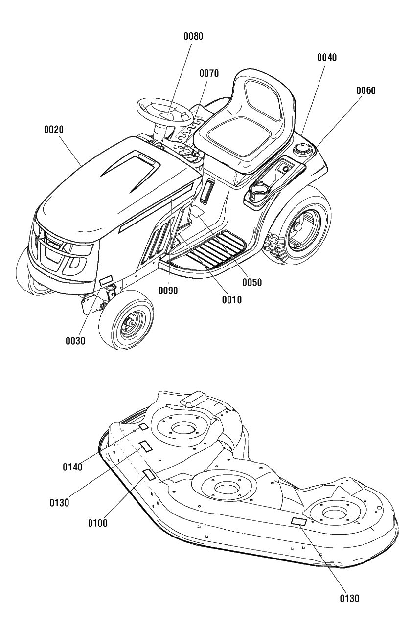 Decals Group Diagram and Parts List for MT175420H (2690928)(2011) Murray Lawn Tractor