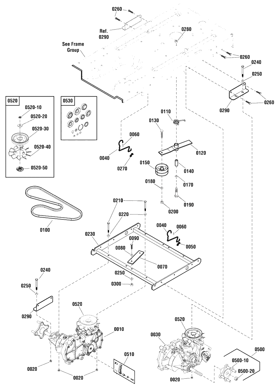 Transaxle Group - Ezt Diagram and Parts List for EZT2042 (2691041-00)(2012) Murray Lawn Tractor