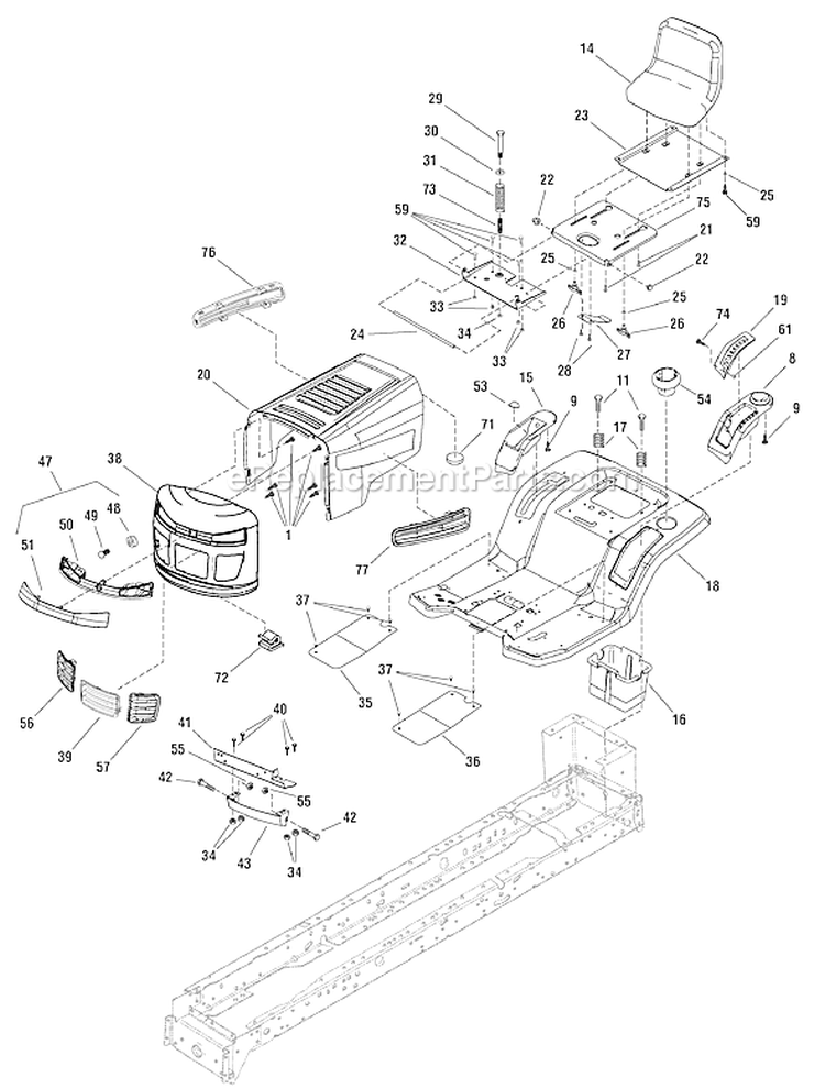 Page G Diagram and Parts List for 7800400 ELT12460H Murray Lawn Tractor