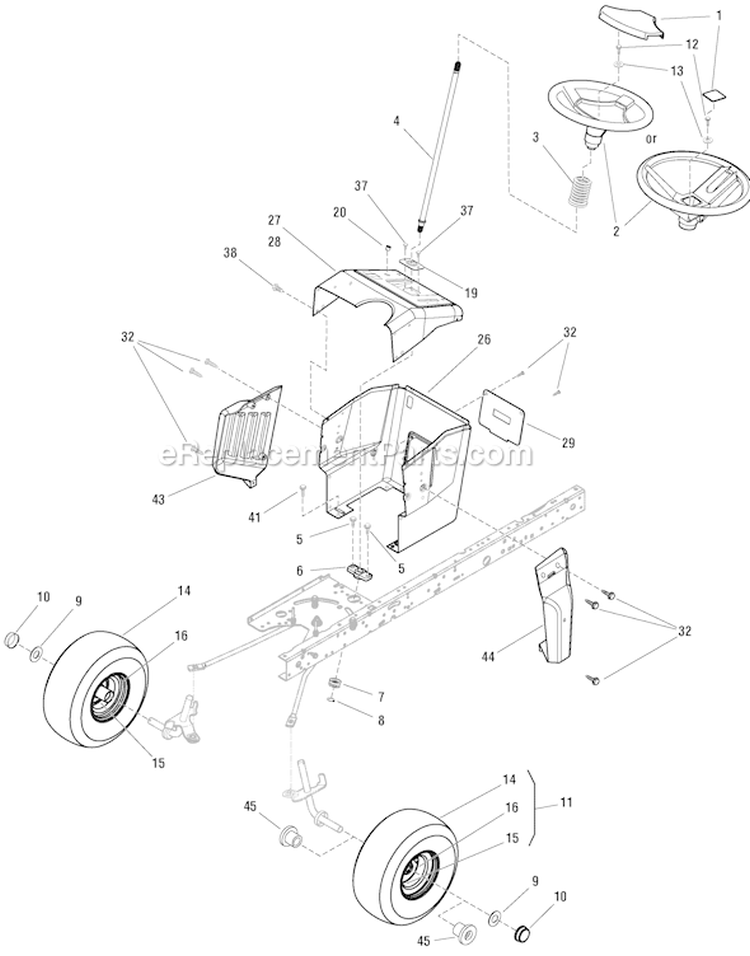 Page J Diagram and Parts List for 7800415 EYK175460H Murray Lawn Tractor