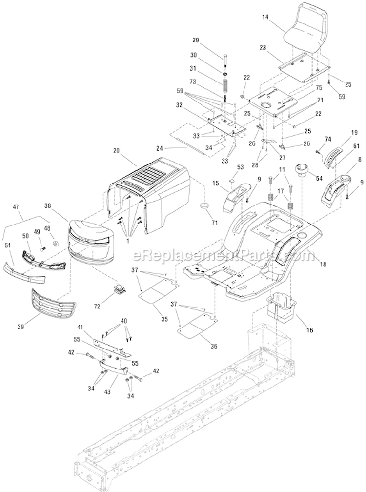 Page H Diagram and Parts List for 7800415 EYK175460H Murray Lawn Tractor