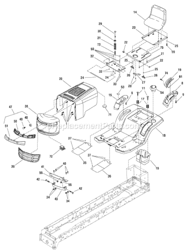 Page G Diagram and Parts List for 7800416 EYK12460H Murray Lawn Tractor