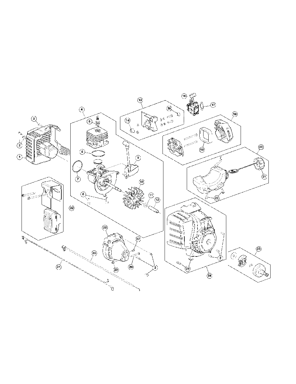 Engine Assembly Diagram and Parts List for MS2550 41CDZ20C768 Murray Trimmer