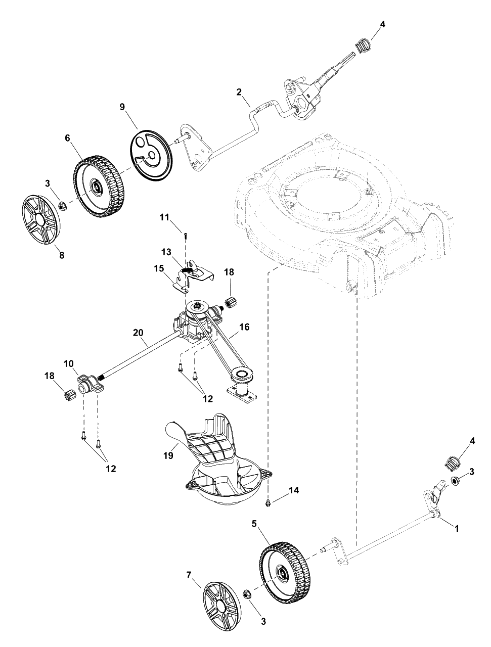 Drive Group C Diagram and Parts List for EQ300E (2691602-01)(2020) Murray Lawn Mower