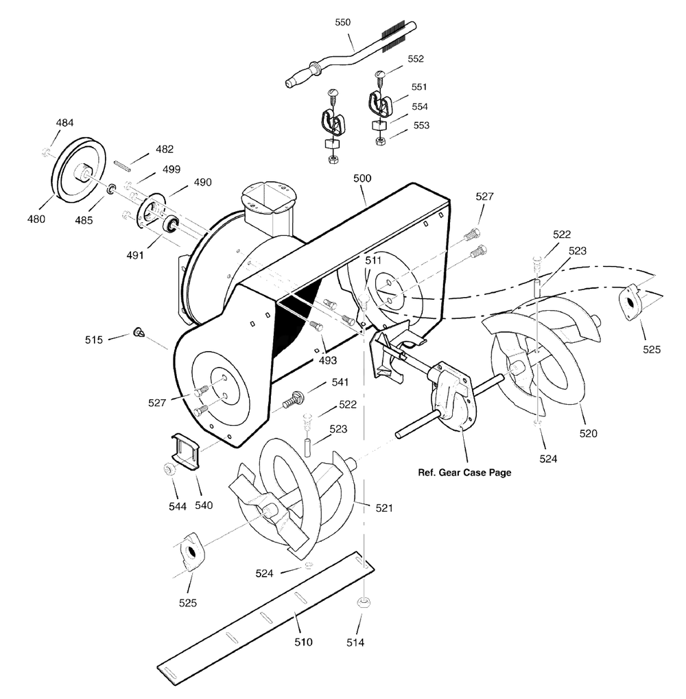 Auger Housing Diagram and Parts List for 6271200X61 (1695365)(2007) Murray Snow Blower