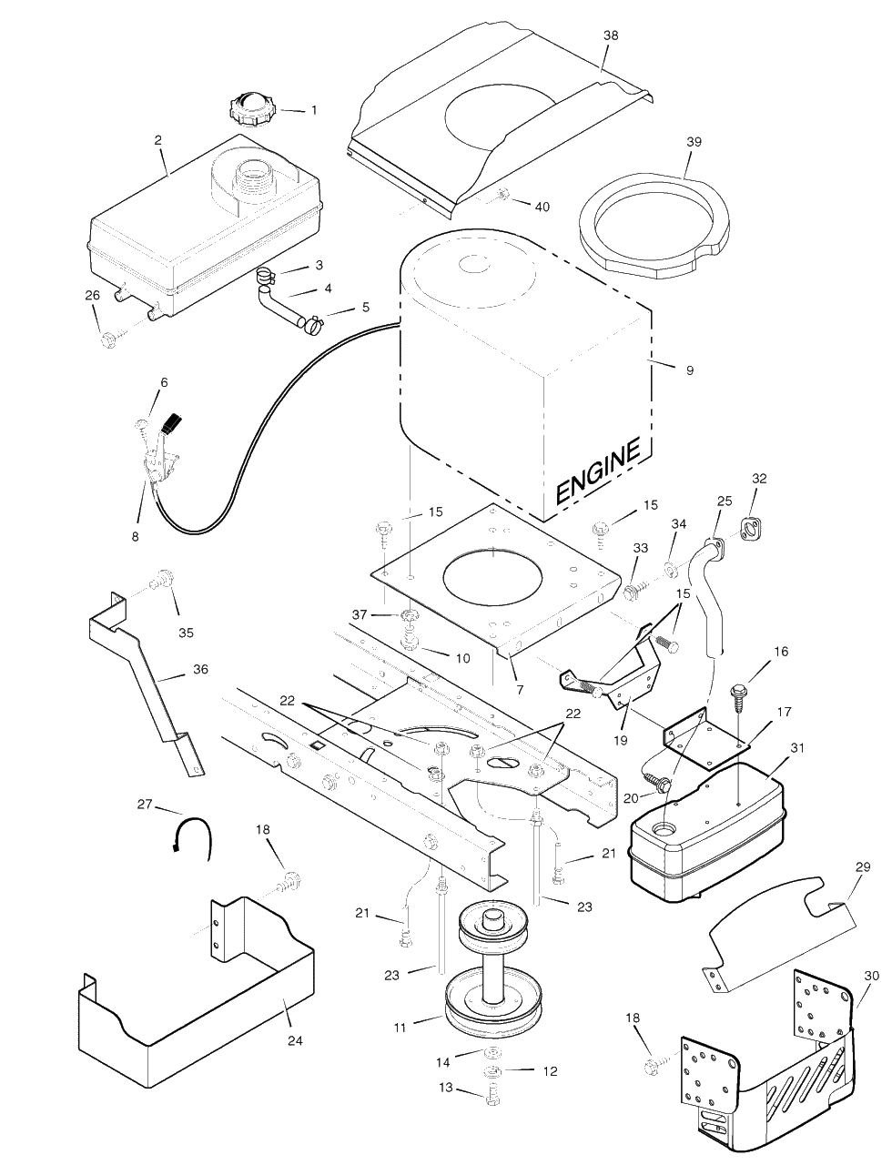 Engine Mount Diagram and Parts List for 425307X51A (7800282)(2008) Murray Lawn Tractor
