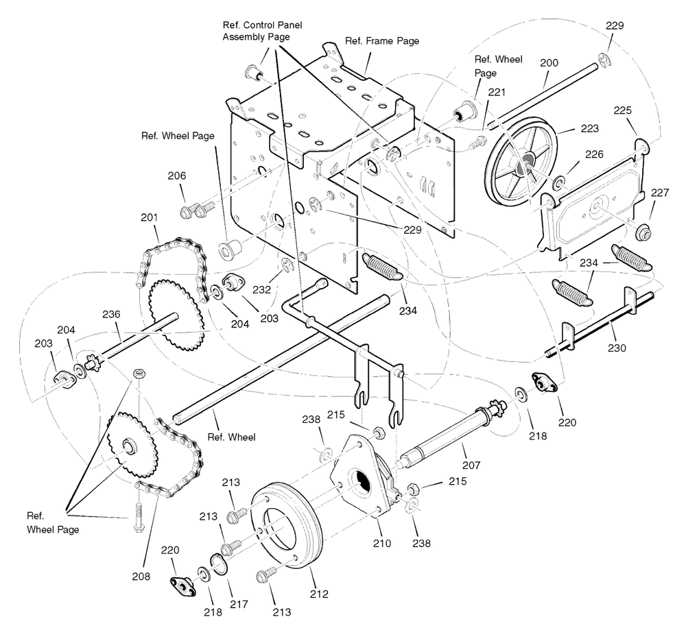 Drive Diagram and Parts List for 6271200X61 (1695365)(2007) Murray Snow Blower