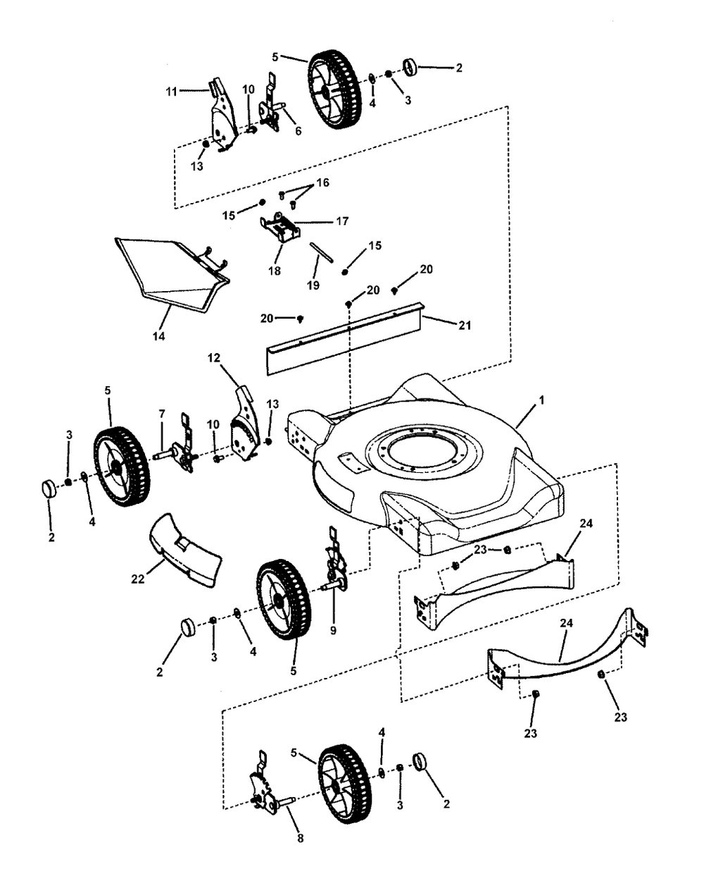 Deck Assembly - Push, Side Discharge Diagram and Parts List for MD2250 (7800201)(2008) Murray Lawn Mower