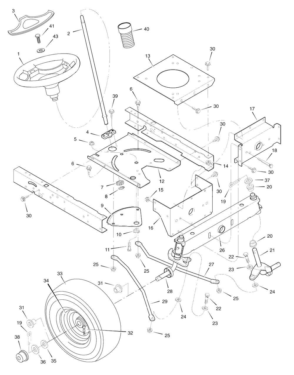 Steering Diagram and Parts List for 405021X51 (7800279)(2008) Murray Lawn Tractor