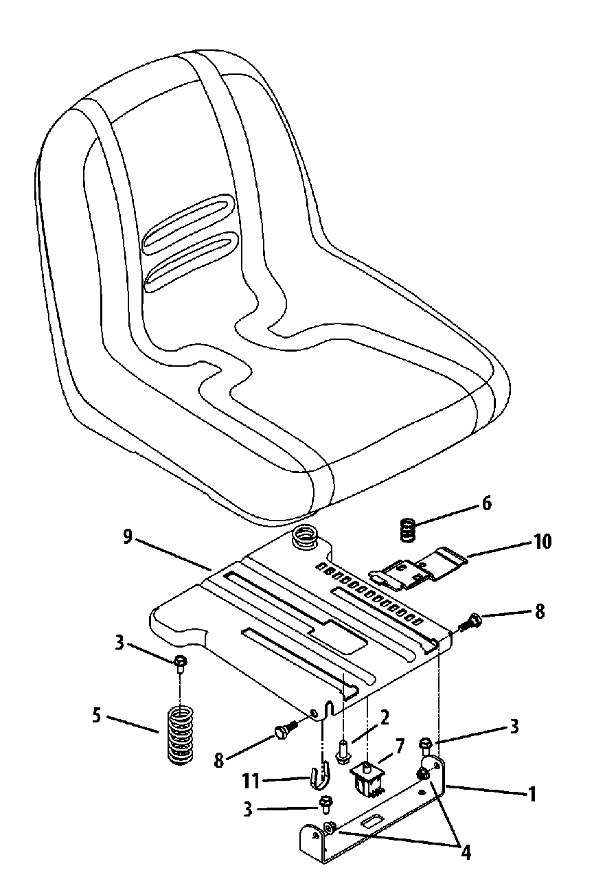 Seat Adjustment Diagram and Parts List for MZ210-42 (RZT-42)(2013) Murray Lawn Tractor