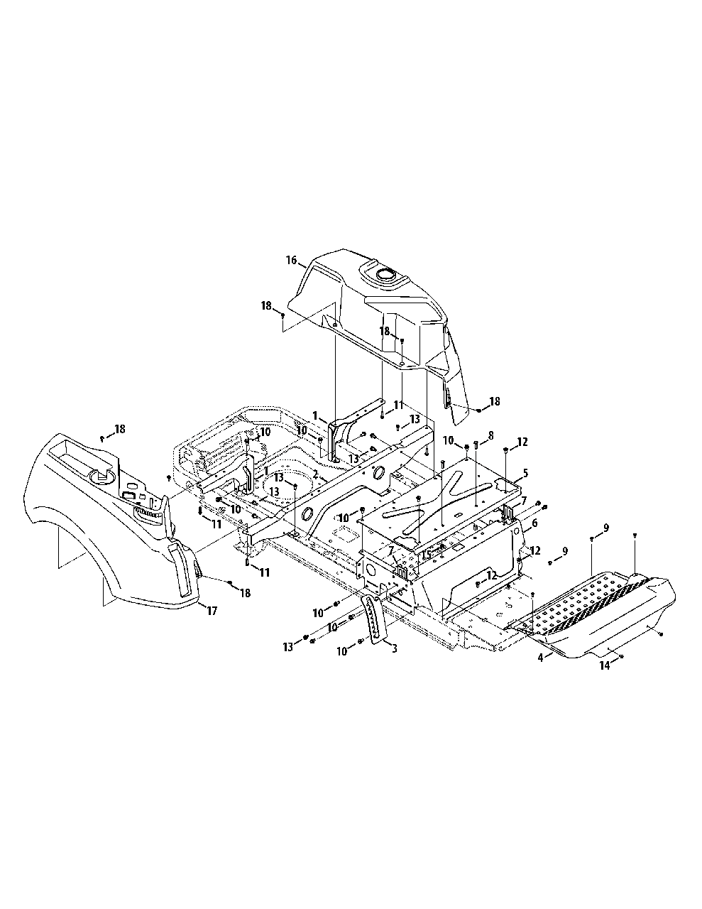 Operators Platform Diagram and Parts List for M200-46 (RZT-46)(2014) Murray Lawn Tractor
