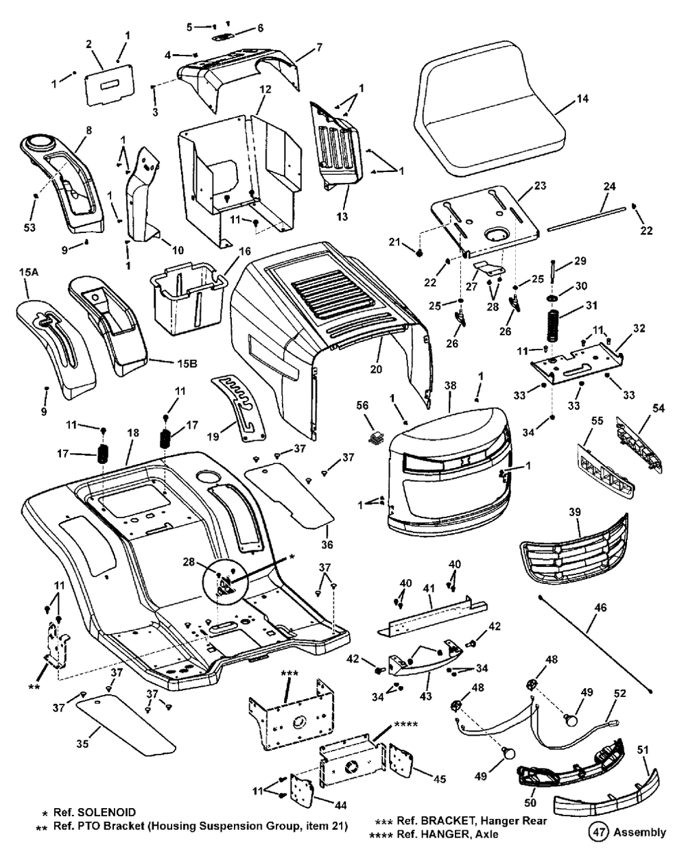 Hood/Seat Group Diagram and Parts List for LT135420C (7800361)(2008) Murray Lawn Tractor