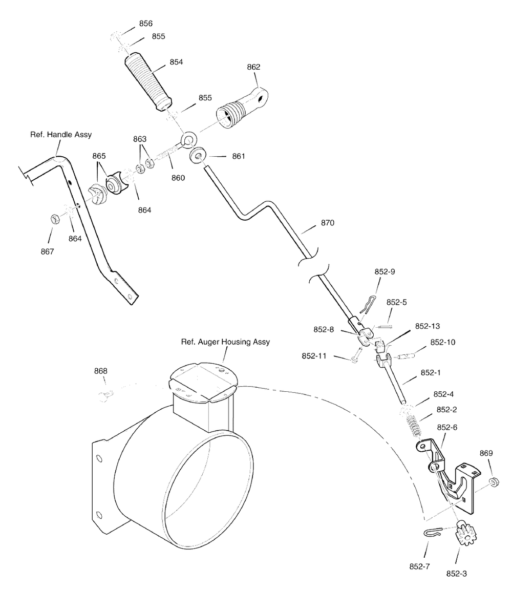 Chute Rod Diagram and Parts List for 6271200X61 (1695365)(2007) Murray Snow Blower