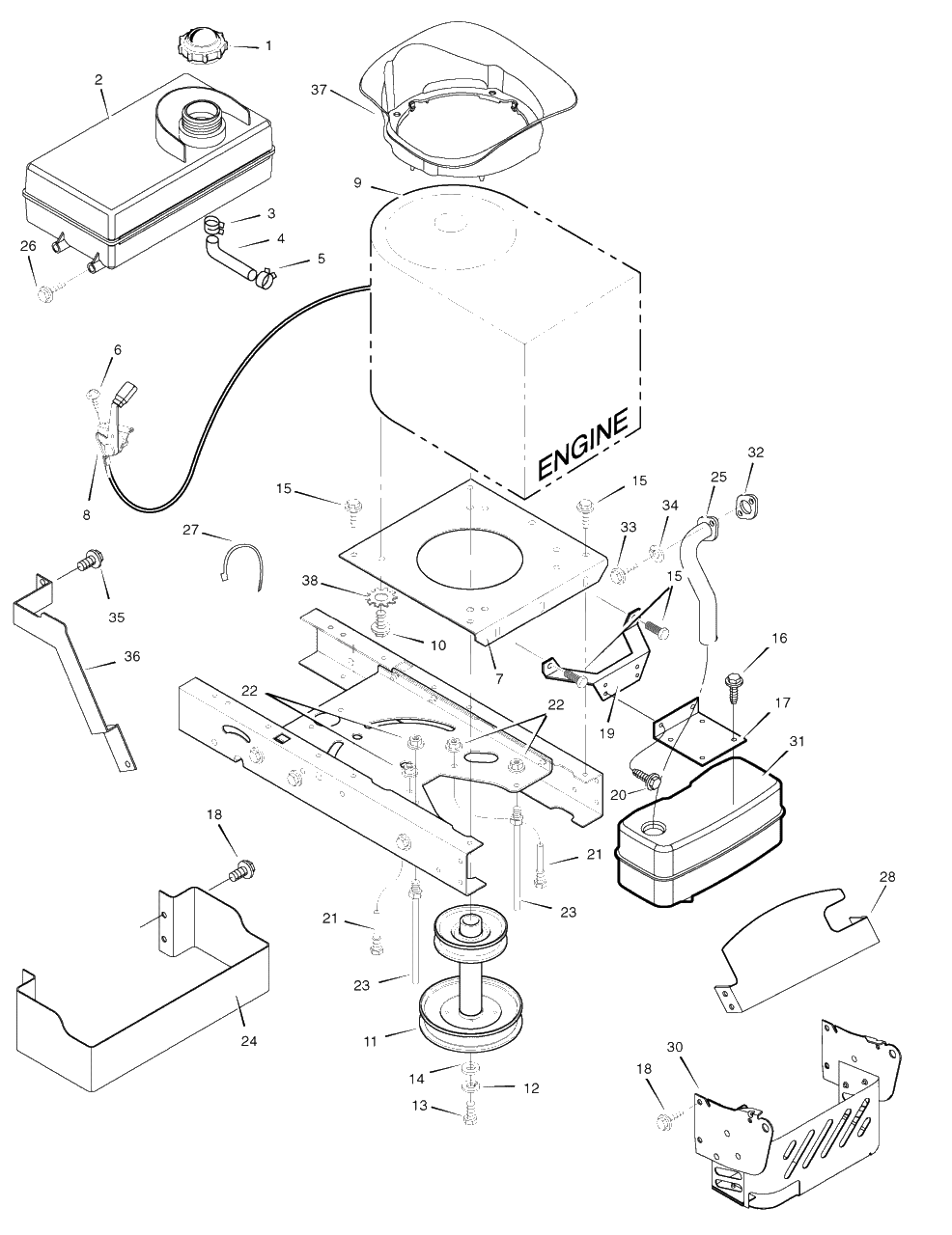 Engine Mount Diagram and Parts List for 385048X51A (7800276)(2008) Murray Lawn Tractor