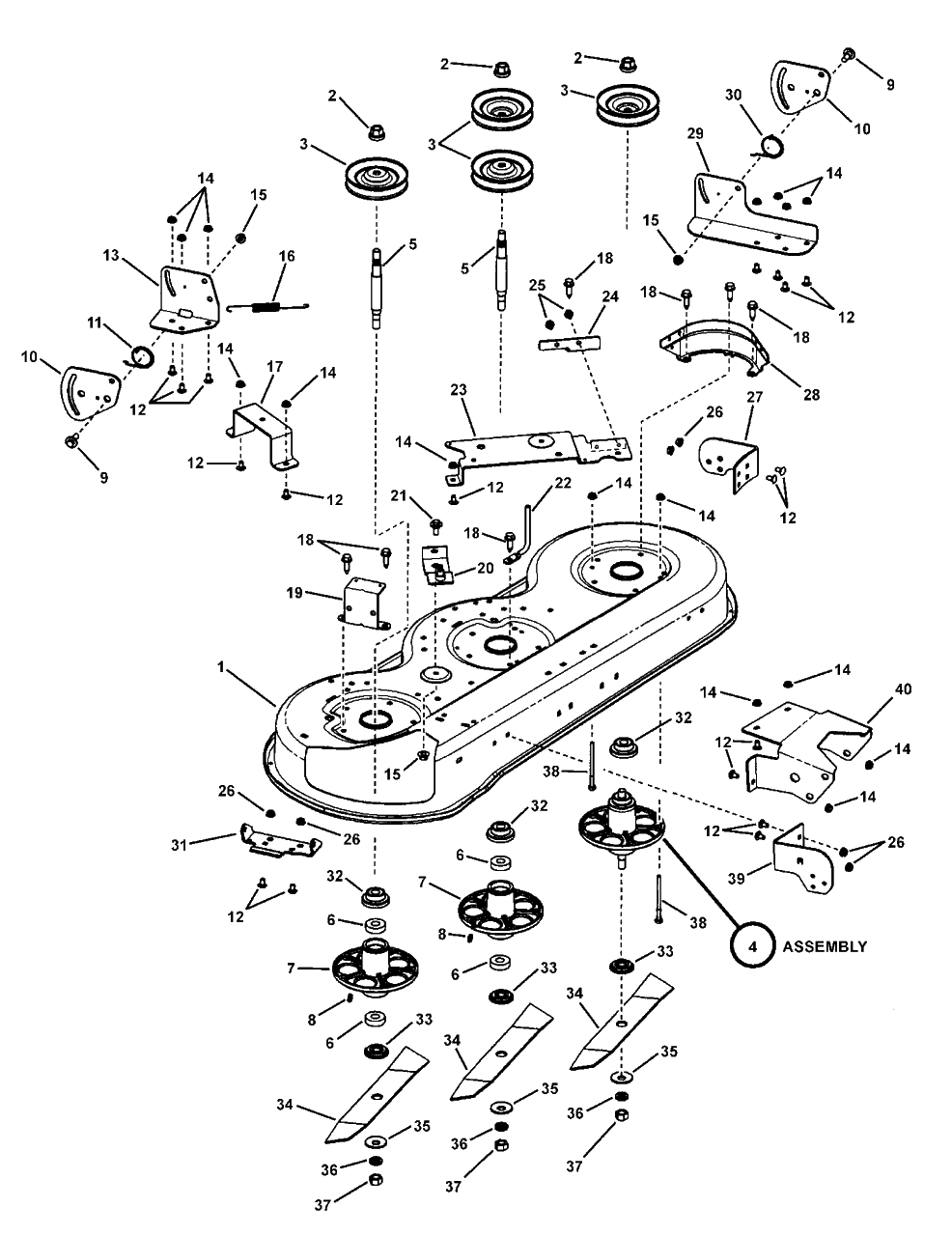 46-Inch Mower Housing Assembly Diagram and Parts List for LT20460 (7800192)(2008) Murray Lawn Tractor
