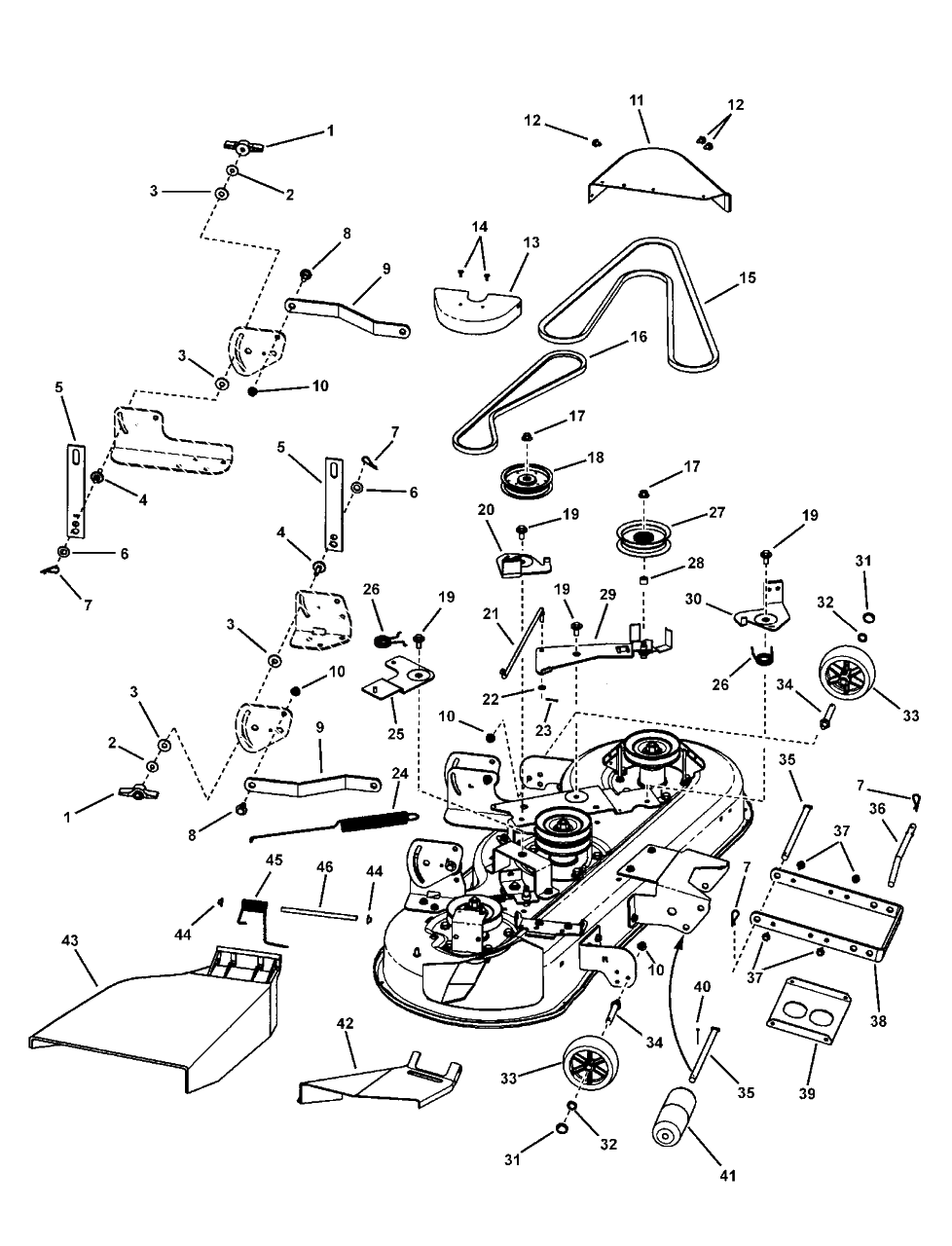 46-Inch Mower Deck Group Diagram and Parts List for LT20460 (7800192)(2008) Murray Lawn Tractor