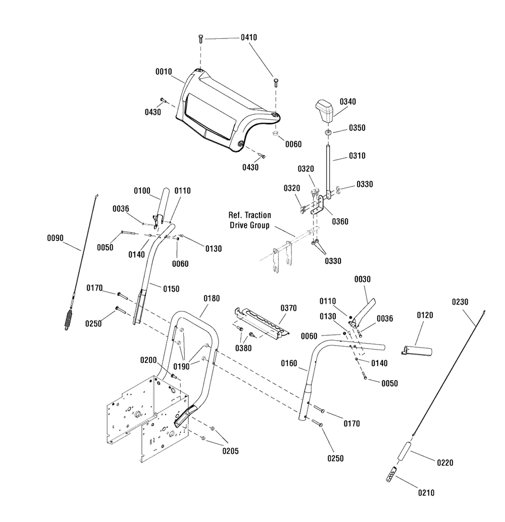 Handles And Controls Group Diagram and Parts List for MH61900 (1696060)(2011) Murray Snow Blower