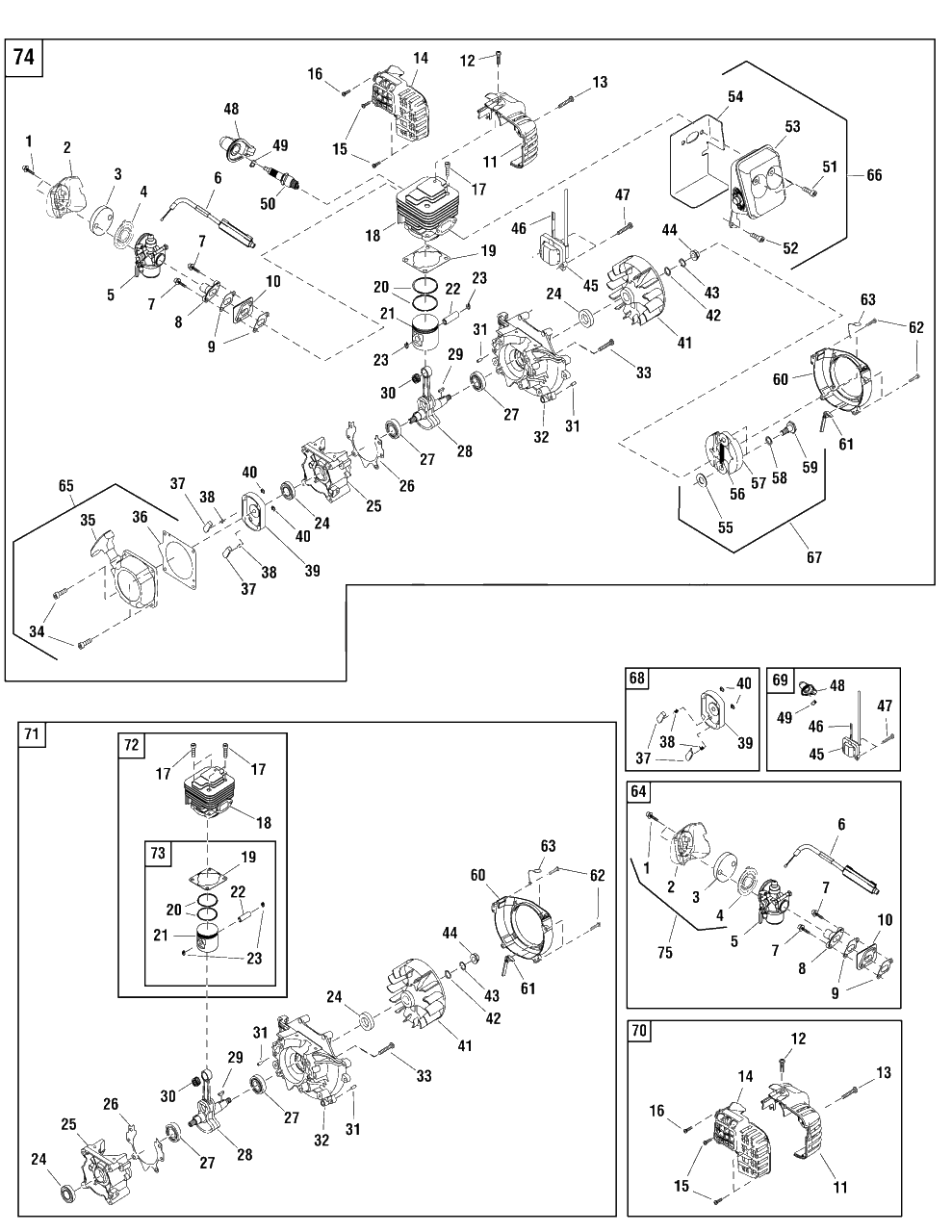 Engine Group - Bp33-W (702027) Diagram and Parts List for BP33-W (866032)(2011) Murray Brush Cutter