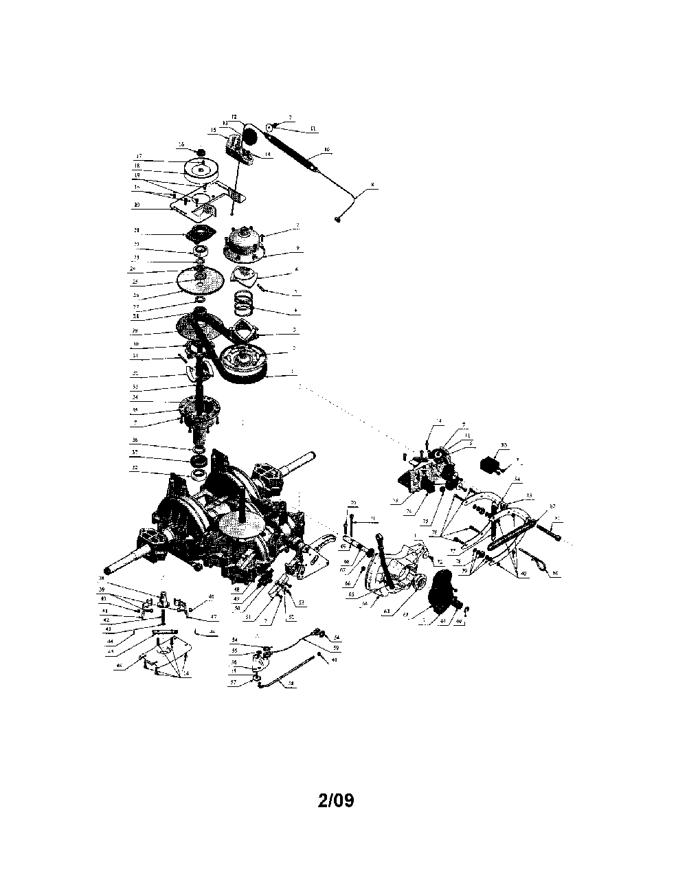 Transaxle Diagram and Parts List for MS18542-96044000800  Murray Lawn Tractor
