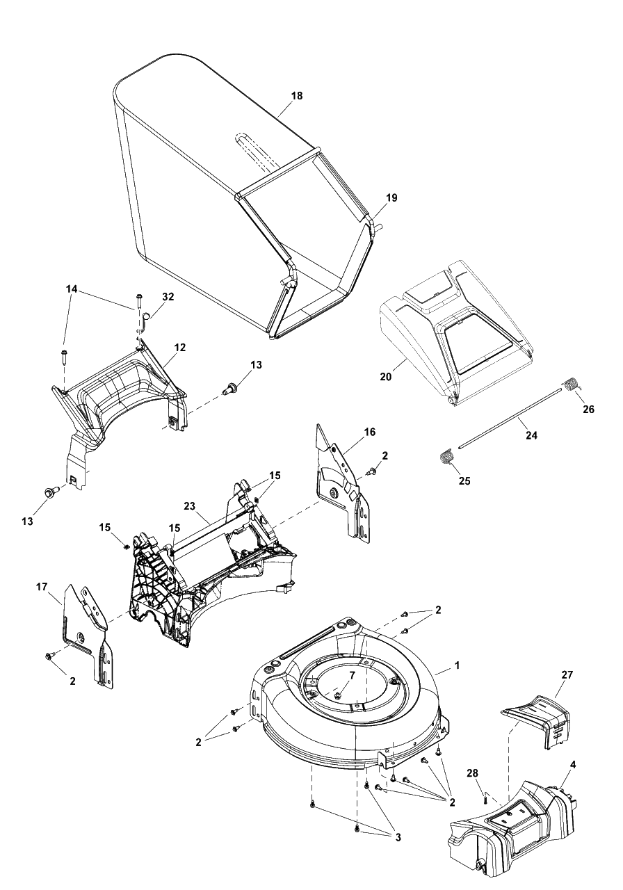 Deck Group Diagram and Parts List for EQ200 (2691601-00)(2019) Murray Lawn Mower