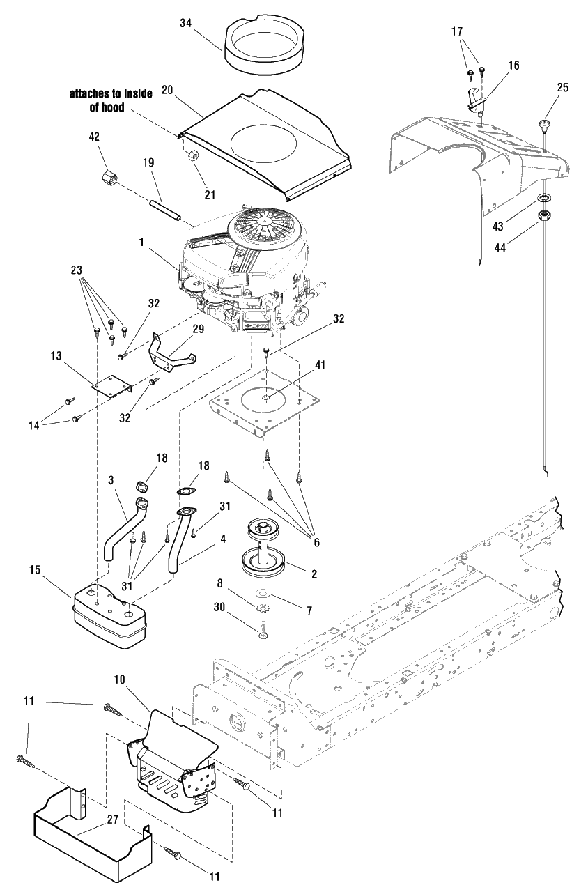 Engine Group - 22hp Briggs And Stratton Diagram and Parts List for EYK22460H (7800416)(2009) Murray Lawn Tractor