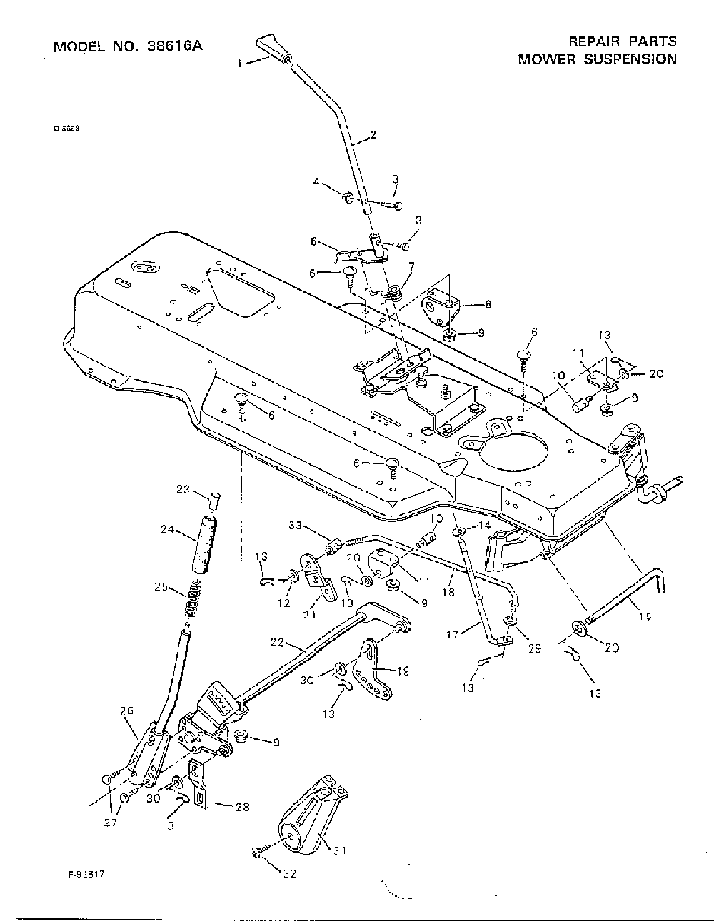 Mower suspension Diagram and Parts List for 38616A  Murray Lawn Tractor