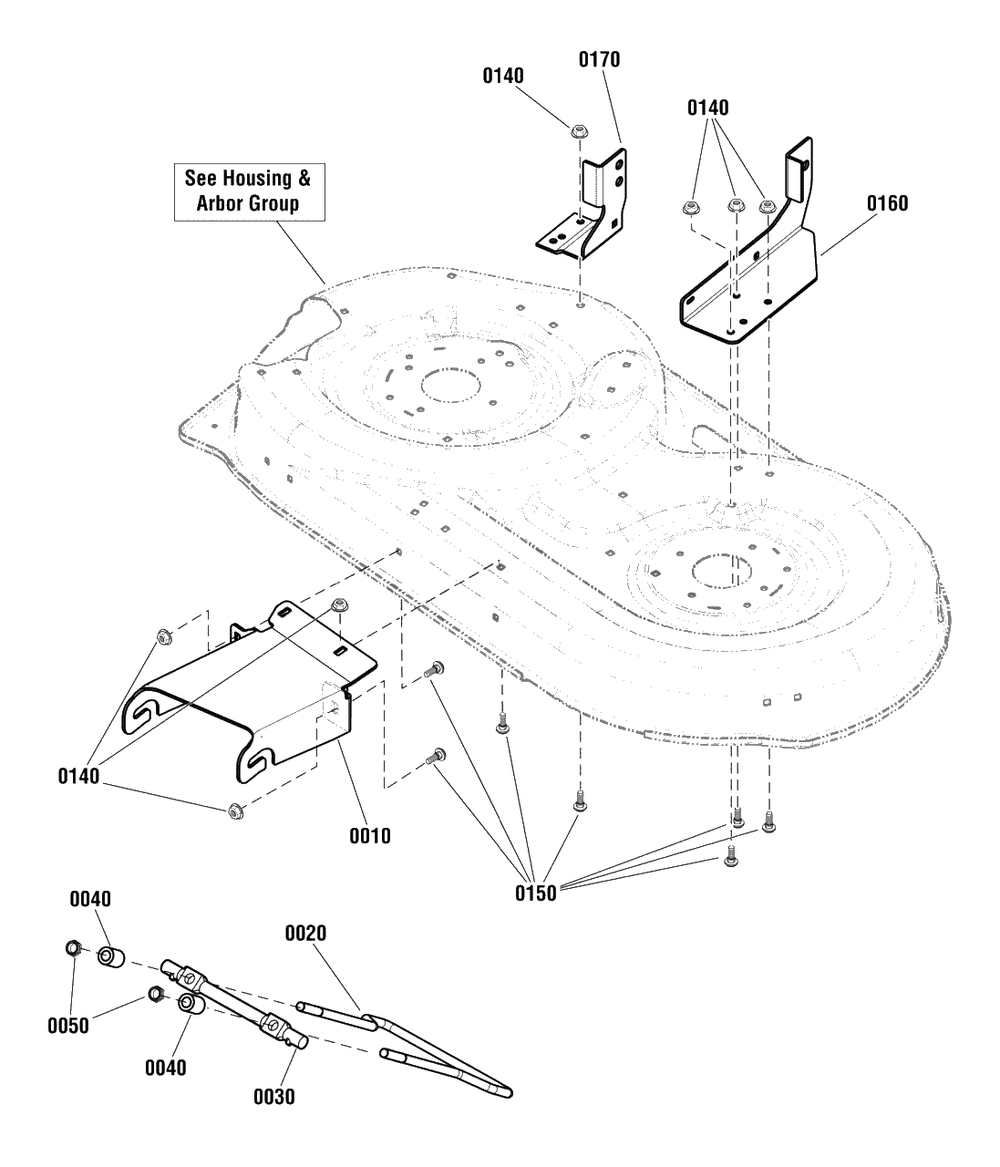 42-Inch Mower Deck - Height Adjust And Roller Group Diagram and Parts List for EMT155420H (2691080)(2012) Murray Lawn Tractor