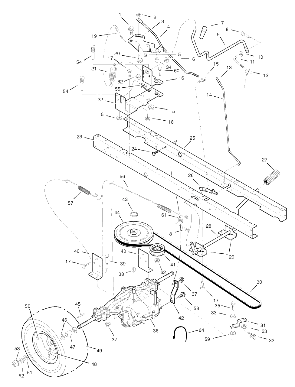 Motion Drive Diagram and Parts List for 405021X51 (7800279)(2008) Murray Lawn Tractor