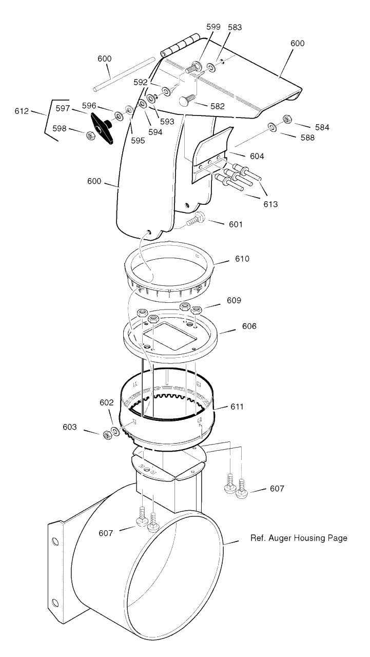 Discharge Chute Diagram and Parts List for 900-26 (1695459)(2007) Murray Snow Blower