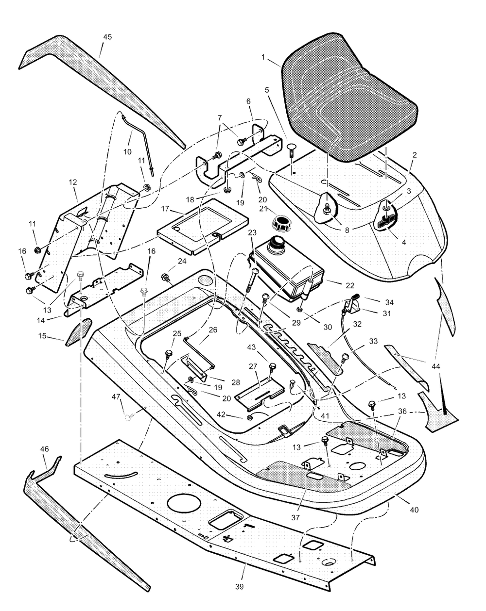 Chassis And Hood Diagram and Parts List for 309300X50A 2003 Murray Lawn Tractor