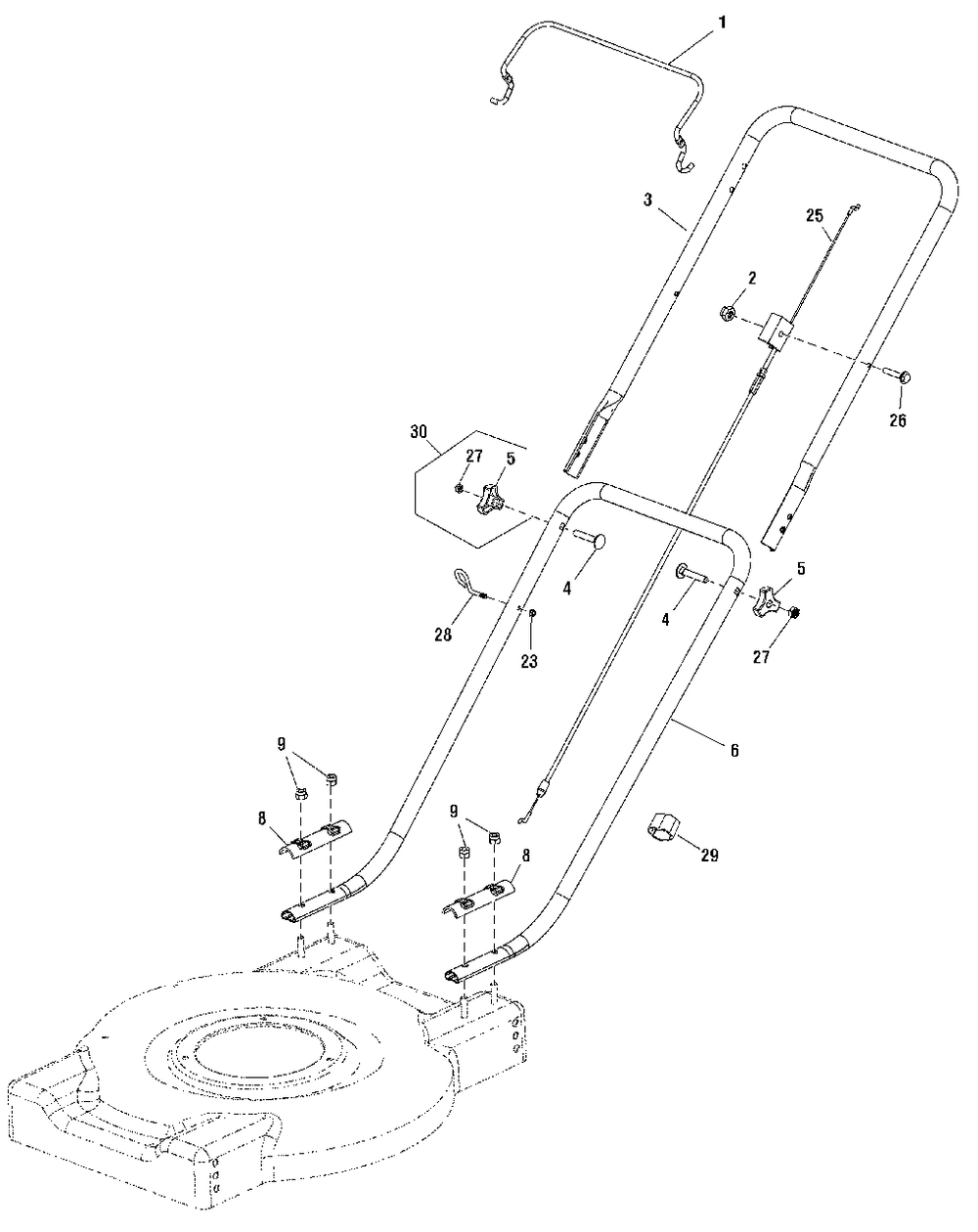 Handles Group (866079) Diagram and Parts List for MP450D20 (866079-00)(2015) Murray Lawn Mower