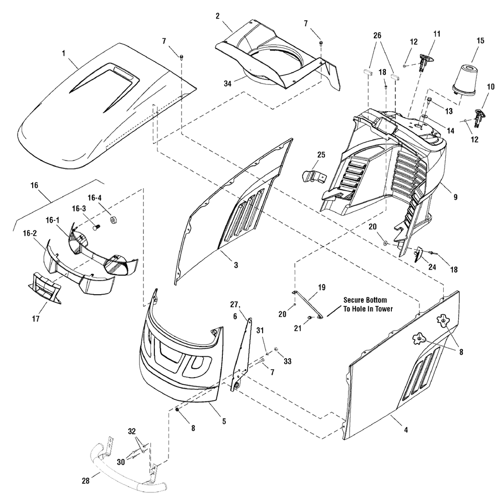 Hood, Grille And Dash Group Diagram and Parts List for YB1840RDFR (2690882)(2010) Murray Lawn Tractor