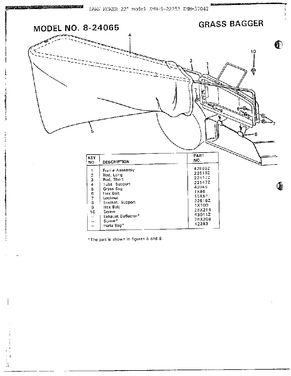 Grass bagger Diagram and Parts List for 9-22253  Murray Lawn Mower