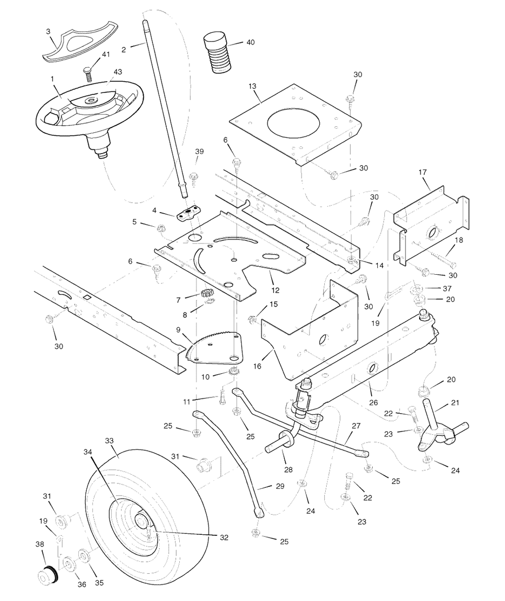 Steering Diagram and Parts List for 465307X51 (7800283)(2008) Murray Lawn Tractor