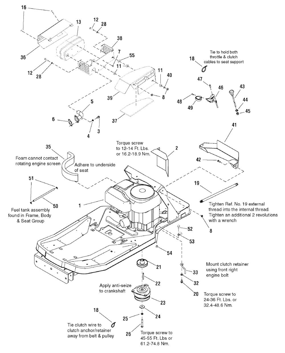 Engine Group (7501165) Diagram and Parts List for EZM2042 (7800490)(2009) Murray Lawn Tractor