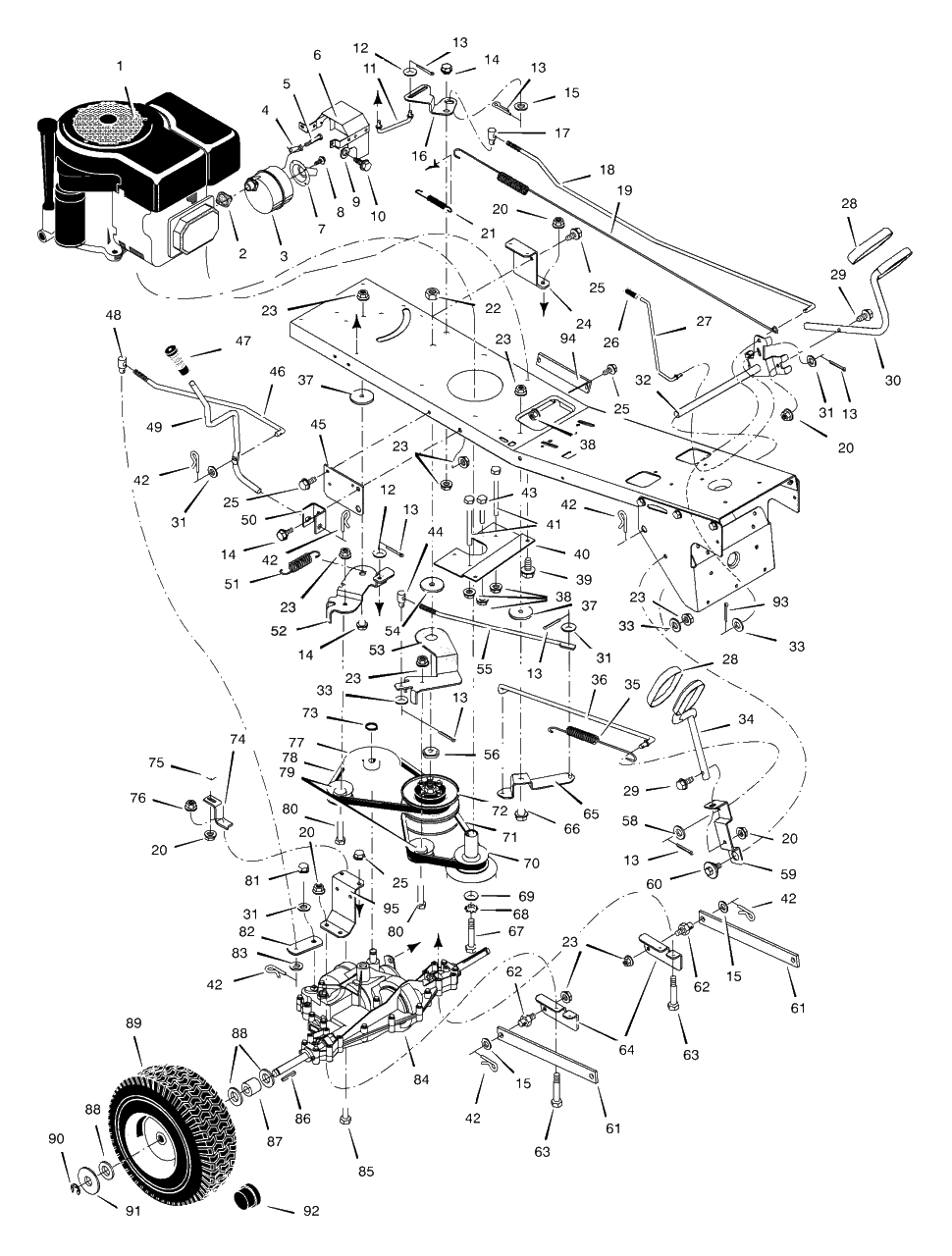Motion Drive Diagram and Parts List for 309311X92A 2003 Murray Lawn Tractor