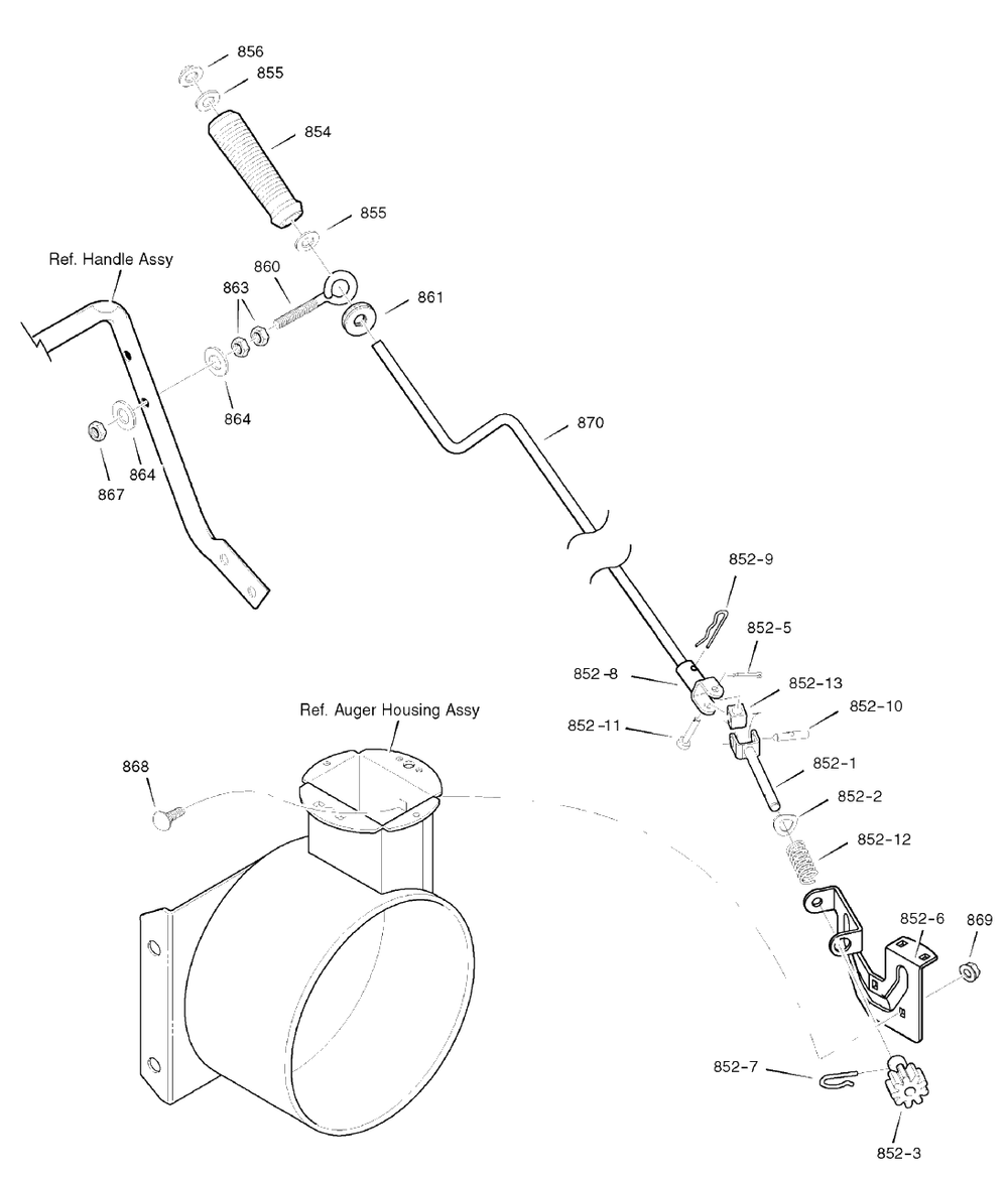 Chute Rod Diagram and Parts List for 6240900X196A (1695425)(2007) Murray Snow Blower