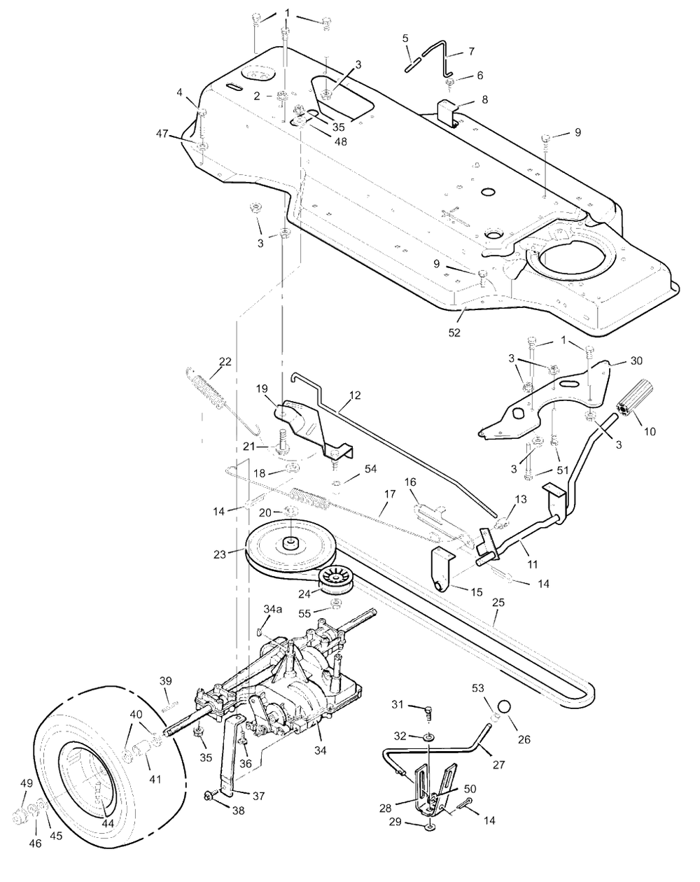 Motion Drive Diagram and Parts List for MT432T (38717x53A)(1999) Murray Lawn Tractor