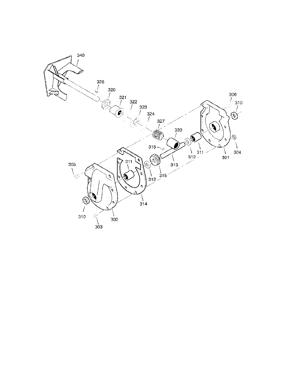 Gear case Diagram and Parts List for 629909X54B  Murray Snow Blower