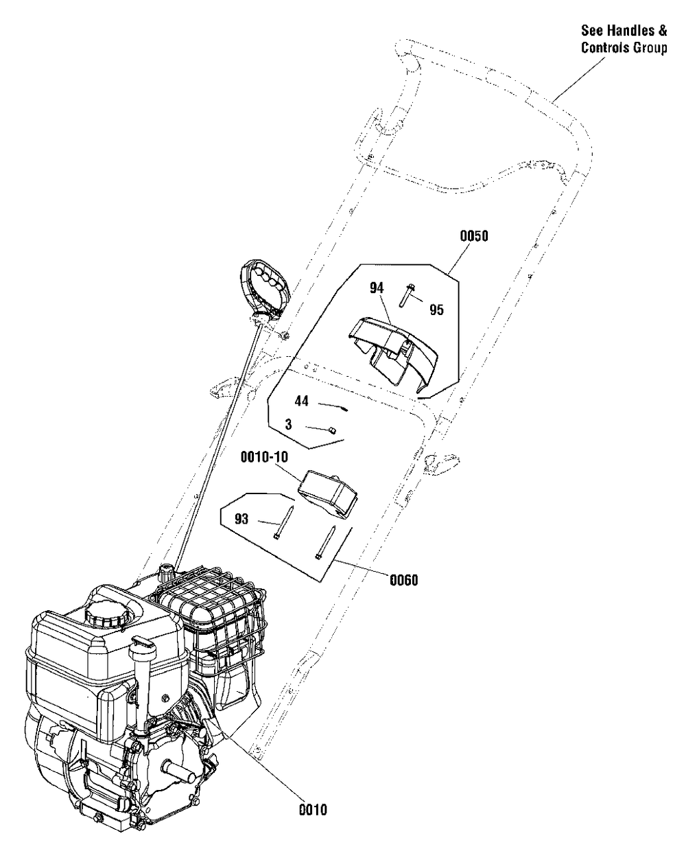 Engine Group Diagram and Parts List for 1022E (1696856-02)(2018) Murray Snow Blower