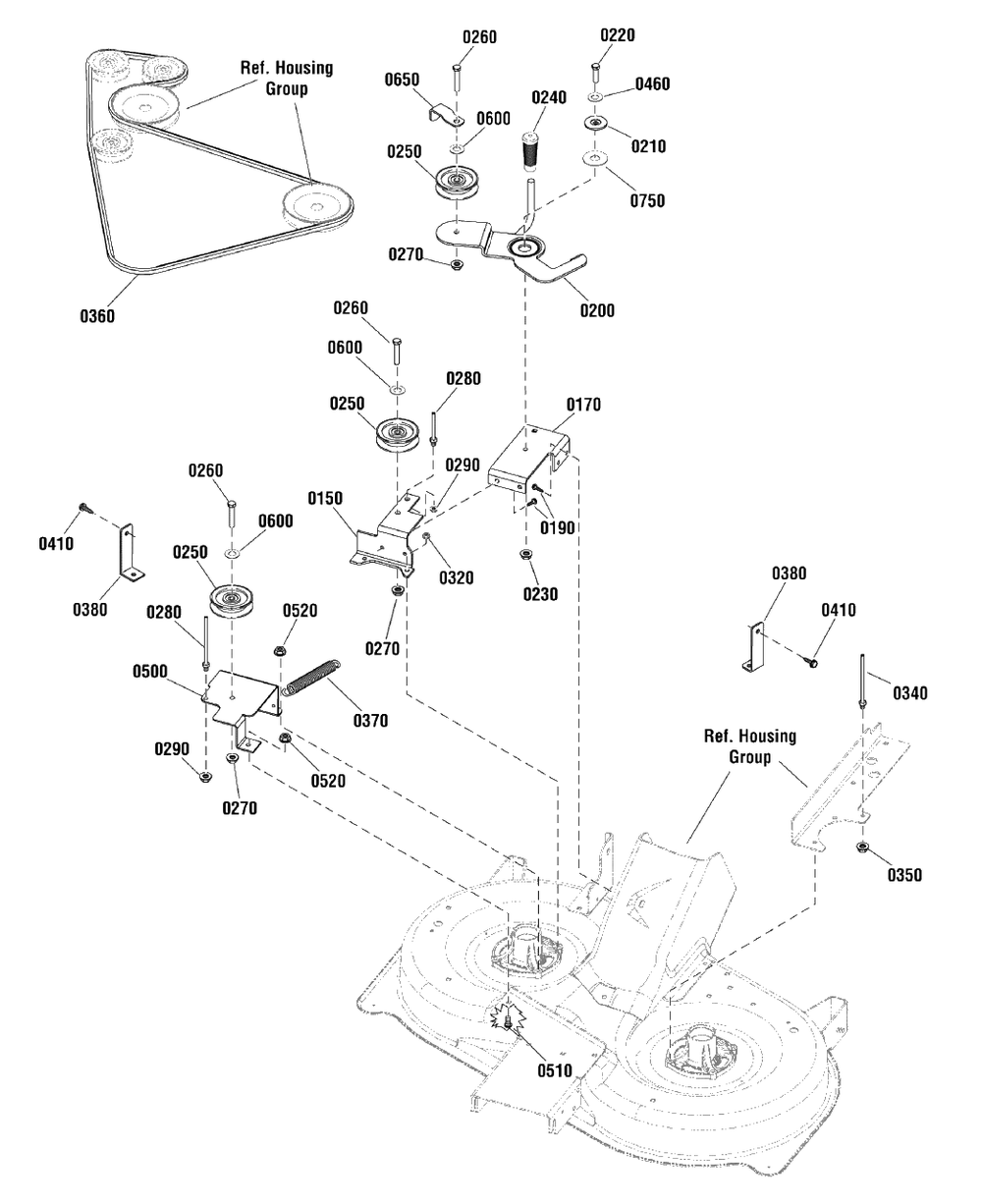 96cm Mower Deck - Clutch Group (885709b) Diagram and Parts List for EMT17538RDF (1696109-00)(2012) Murray Lawn Tractor
