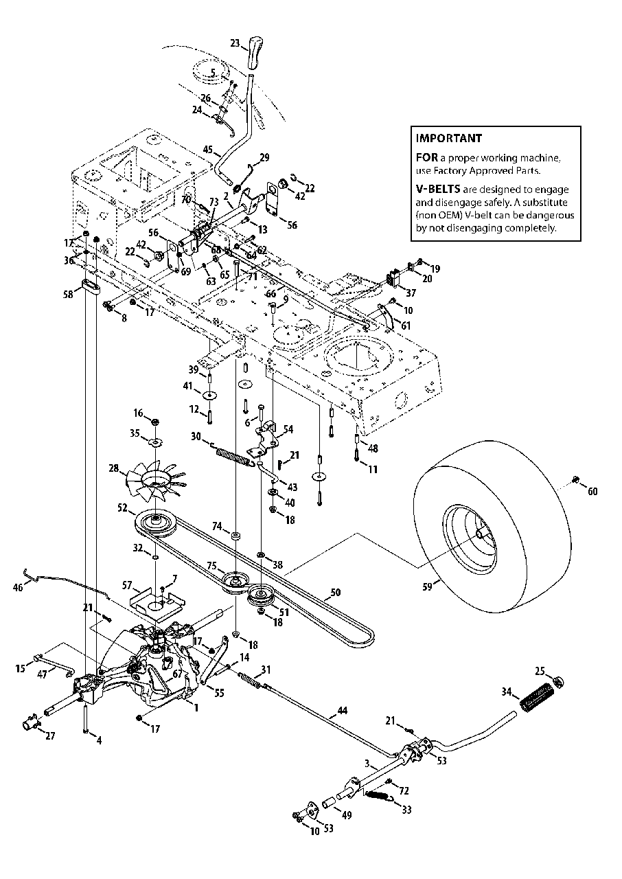 Transmission Diagram and Parts List for 13AL795T058 2013 Murray Lawn Tractor