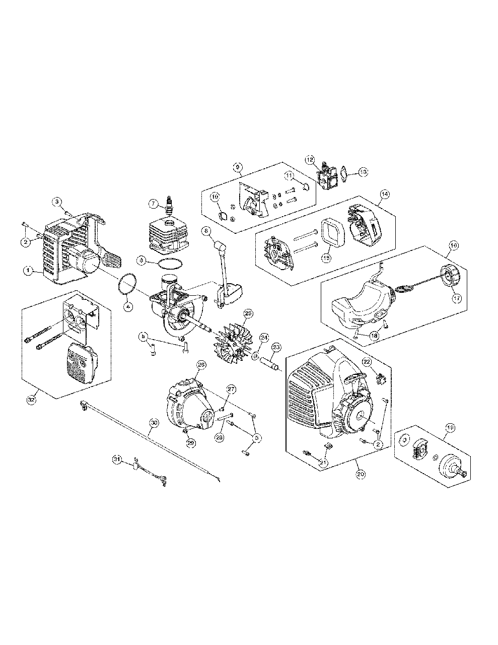 Engine Assembly Diagram and Parts List for M2500 41BDZ01C758 Murray Trimmer