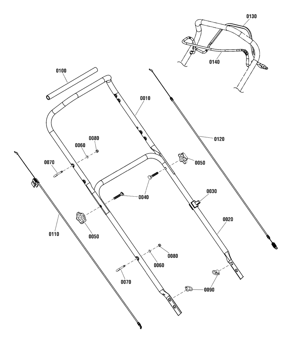 Handles Group (1696369) Diagram and Parts List for MXMH19850EX (1696369-00)(2013) Murray Lawn Mower