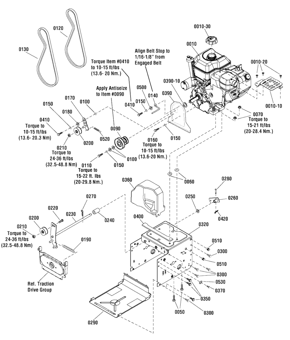 Engine Group Diagram and Parts List for 824RS (1695978)(2011) Murray Snow Blower
