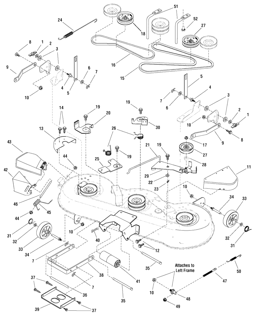 46-Inch Mower Deck - Clutch And Support Diagram and Parts List for MT24460 (7800564)(2009) Murray Lawn Tractor