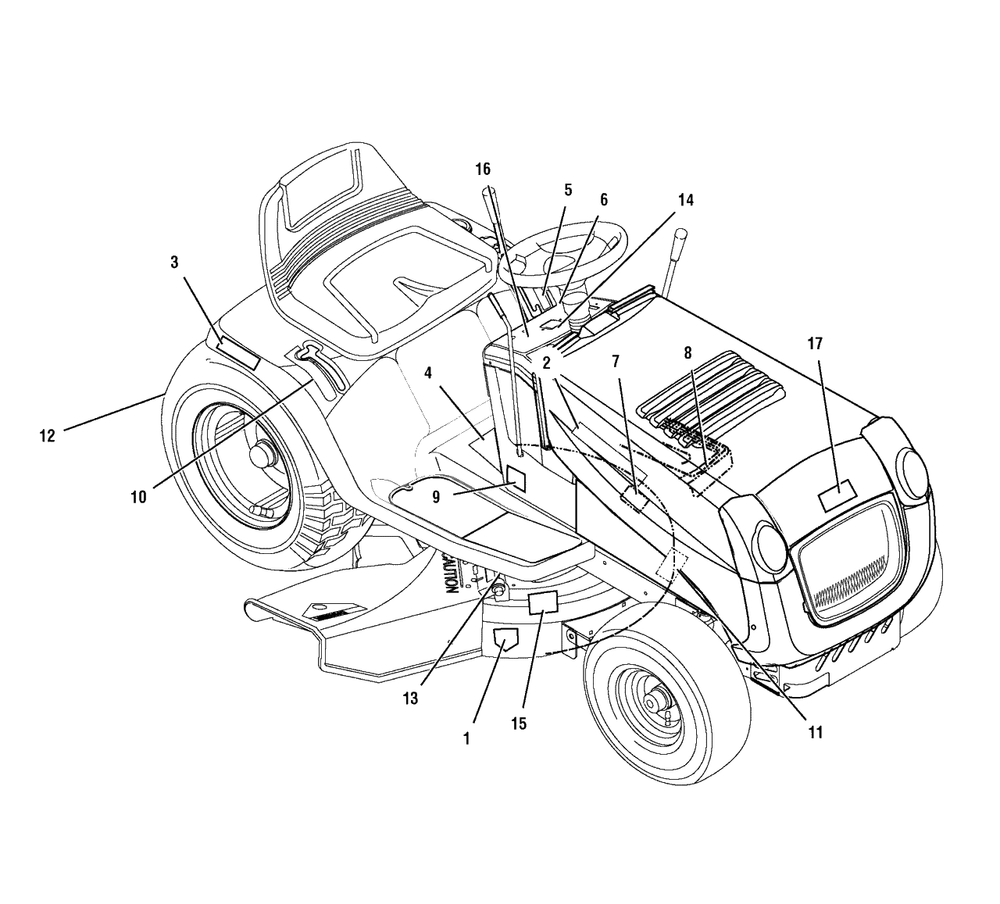 Decals Diagram and Parts List for 405021X114 (7800278)(2008) Murray Lawn Tractor