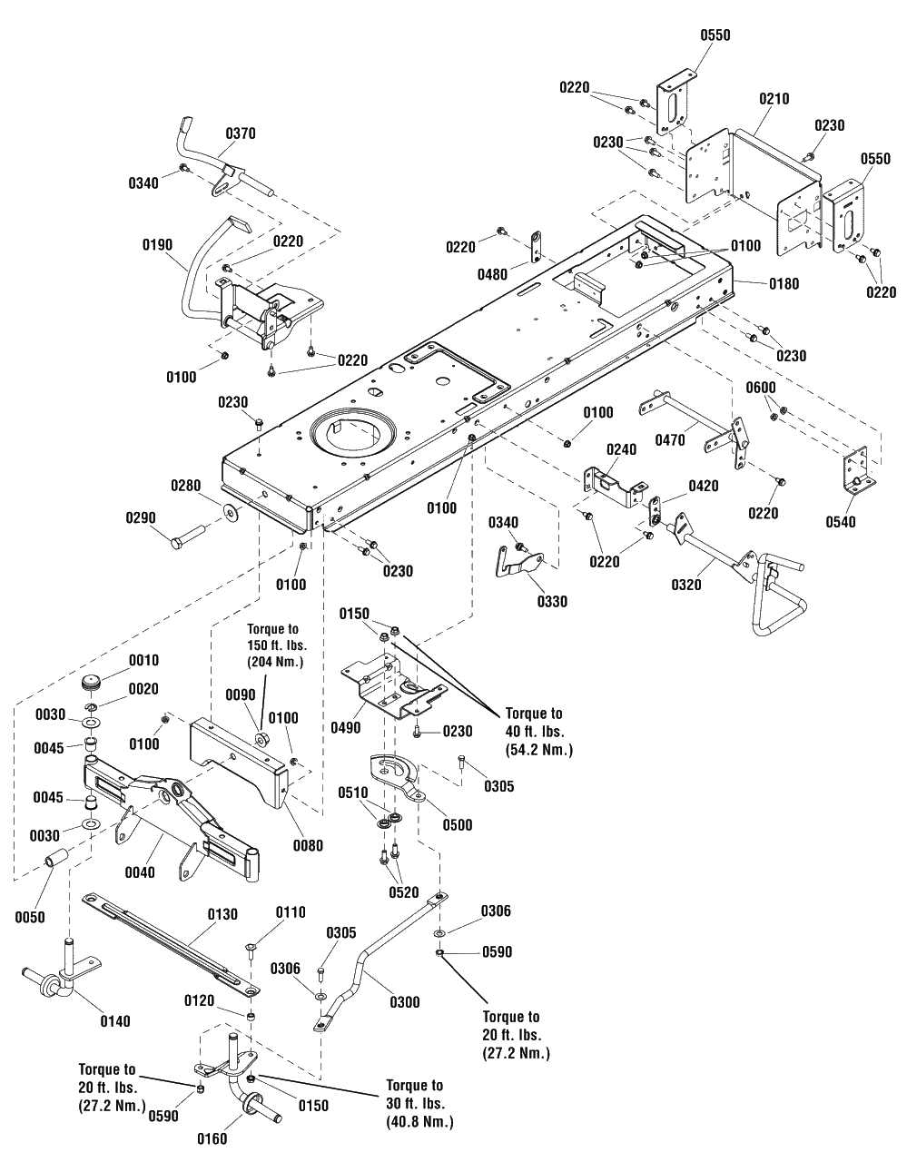 Frame And Front Axle Group Diagram and Parts List for EMT155420H (2691080)(2012) Murray Lawn Tractor